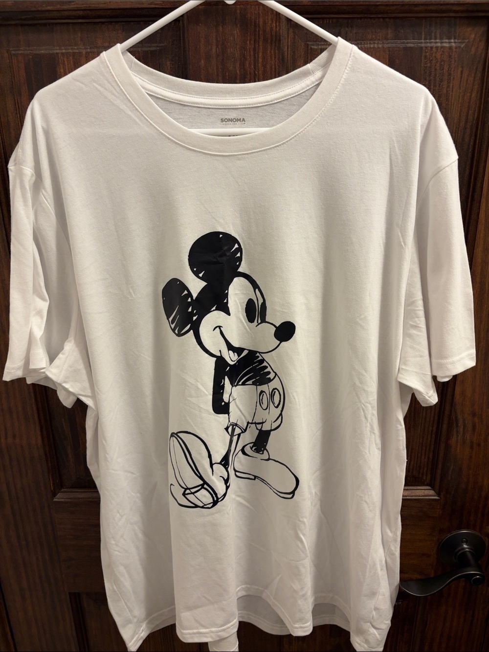 Sonoma White T-Shirt with Black Mickey Mouse Sketch